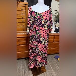 Floral Polka Dot Dress - Pink and Black maxi dress. By Lola P. Love the print